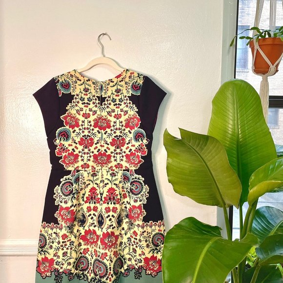 (ANTIX) Pink & Navy Blue Dress, Abstract Pattern - Picture 2 of 5